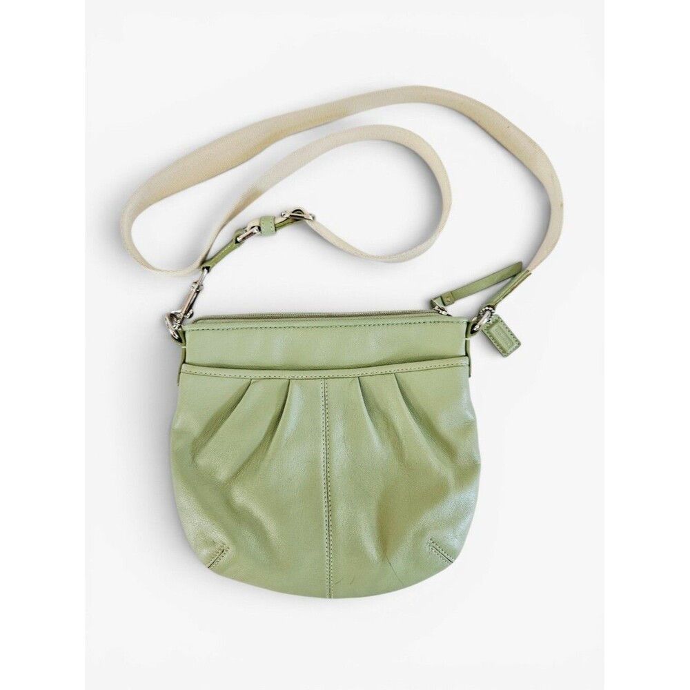 Vintage COACH Ashley Sage Green Leather Pleated Swingpack Crossbody Bag 42833